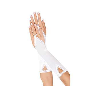 SoftLine Collection Gloves (White), satin long gloves
