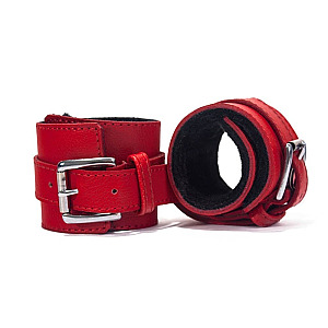 Devil Sticks Hand Cuffs Grain Leather Red