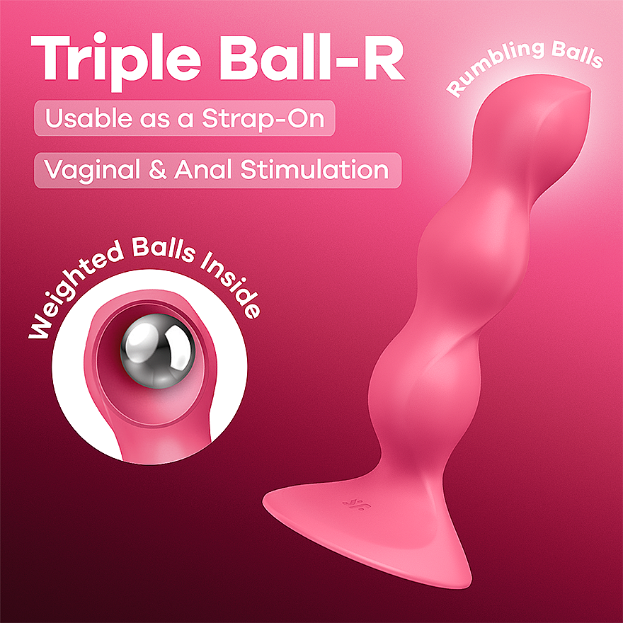 Satisfyer Triple Ball-R (Red), weighted-ball dildo