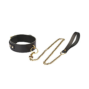 Liebe Seele Samurai Thick Leather Collar with Leash, leather collar with leash