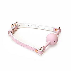 White & Pink Fairy Goat Leather Ball Gag, adjustable breathable gag